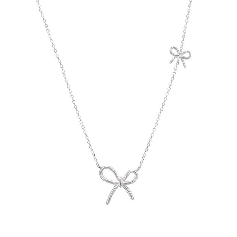 Double Bow Charm Necklace - 925 Sterling Silver - Photo 8 | Pinky Promise