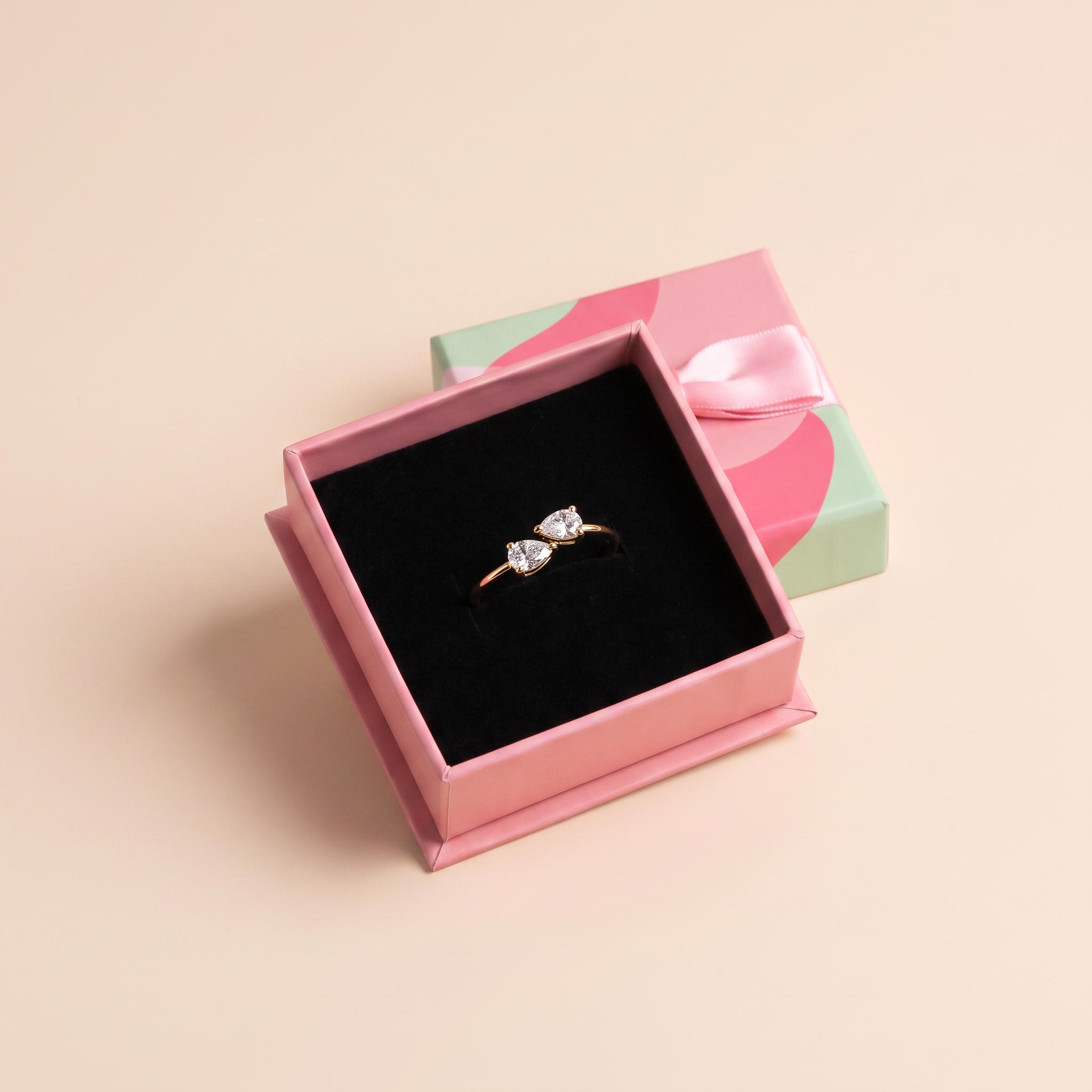 Double Pear Open Ring - Gold Plated 925 Sterling Silver | Pinky Promise