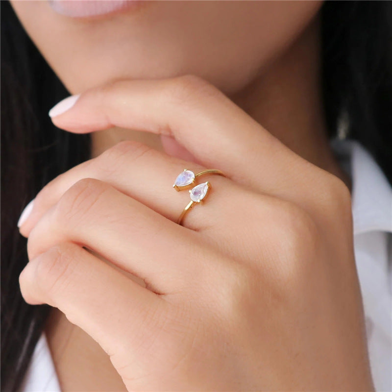 Buy Double Pear Open Ring - Gold Plated 925 Sterling Silver - Rings at Presentopia - View 2