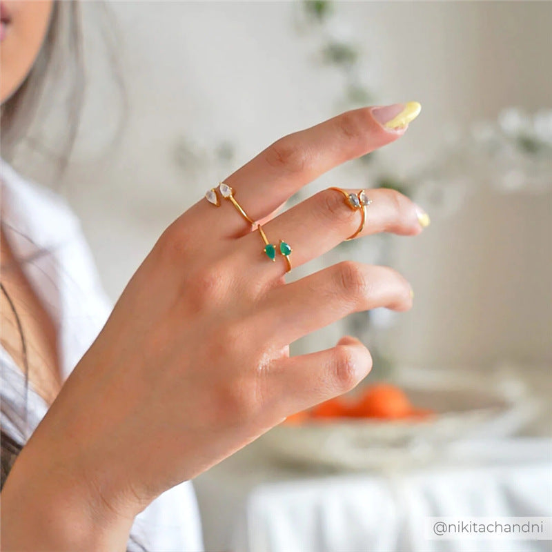 Buy Double Pear Open Ring - Gold Plated 925 Sterling Silver - Rings at Presentopia - View 3