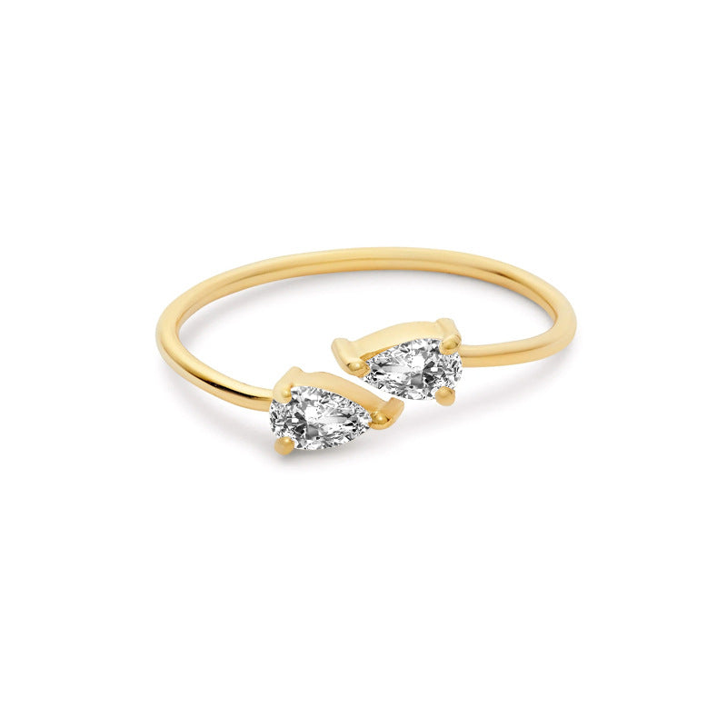 Buy Double Pear Open Ring - Gold Plated 925 Sterling Silver - Rings at Presentopia - View 5