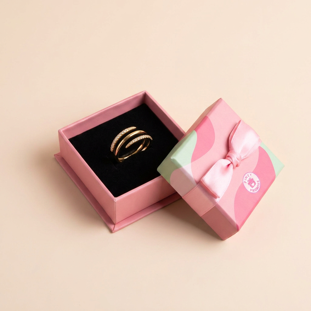 Double Wrap Pavé Spiral Ring - Gold Plated 925 Sterling Silver - Close Up | Pinky Promise