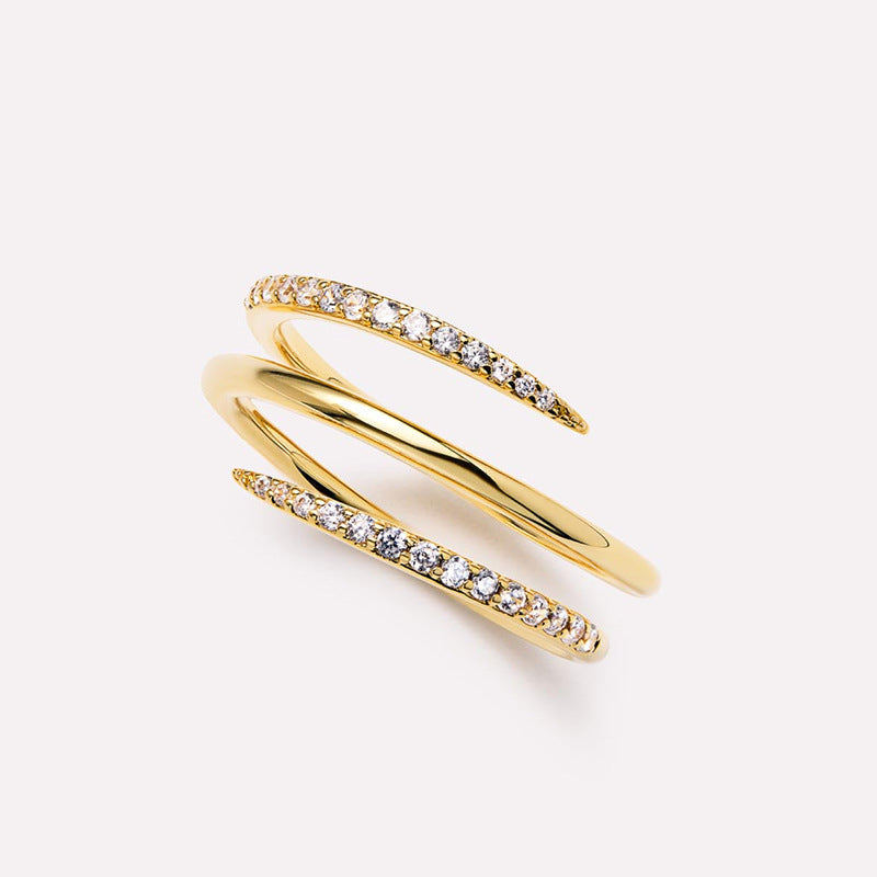Double Wrap Pavé Spiral Ring - Gold Plated 925 Sterling Silver - Photo 5 | Pinky Promise