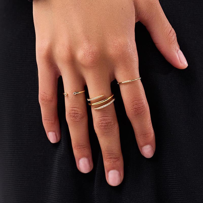Double Wrap Pavé Spiral Ring - Gold Plated 925 Sterling Silver - Photo 6 | Pinky Promise