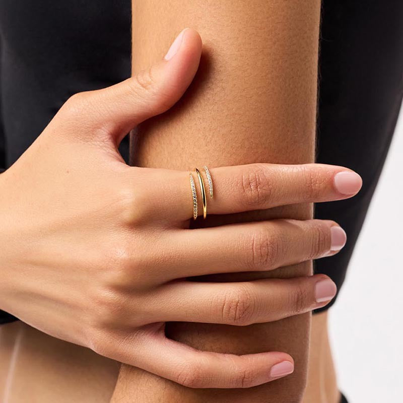 Double Wrap Pavé Spiral Ring - Gold Plated 925 Sterling Silver - Photo 7 | Pinky Promise