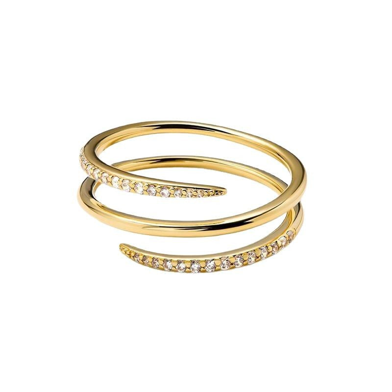 Double Wrap Pavé Spiral Ring - Gold Plated 925 Sterling Silver - Photo 8 | Pinky Promise