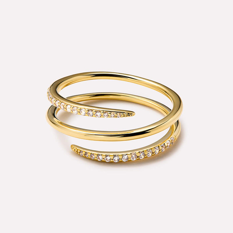 Double Wrap Pavé Spiral Ring - Gold Plated 925 Sterling Silver - Photo 9 | Pinky Promise