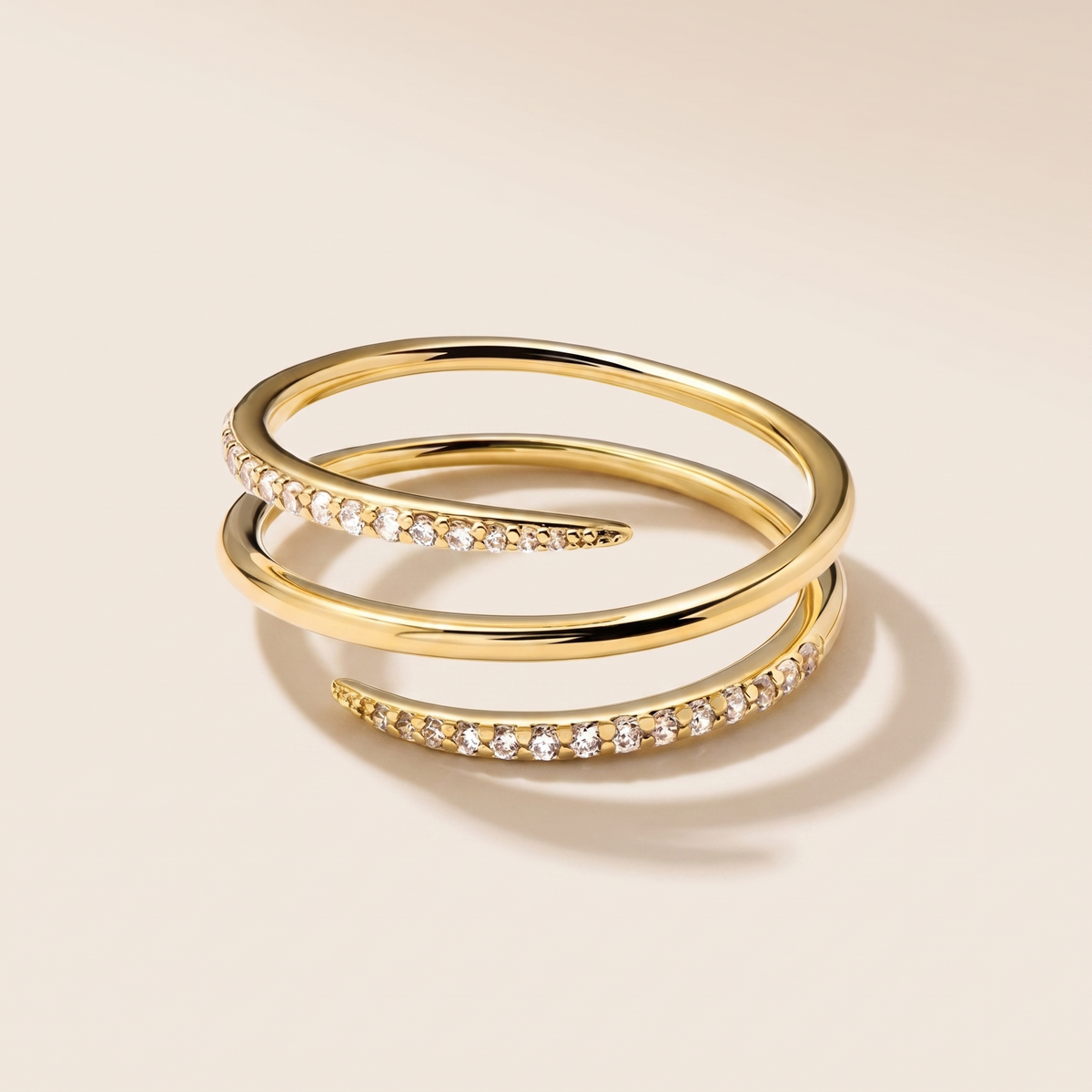 Buy Double Wrap Pavé Spiral Ring - Gold Plated 925 Sterling Silver - Rings at Presentopia