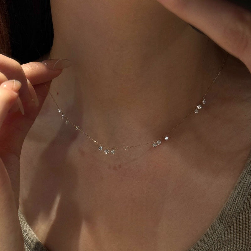 Floating Cluster Station Necklace - Gold Plated 925 Sterling Silver - Photo 8 | Pinky Promise