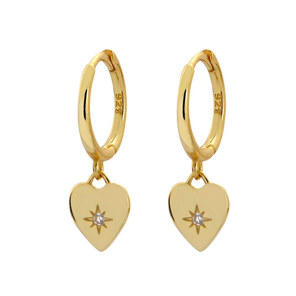 Heart Charm Earrings - Gold Plated 925 Sterling Silver - Photo 4 | Pinky Promise