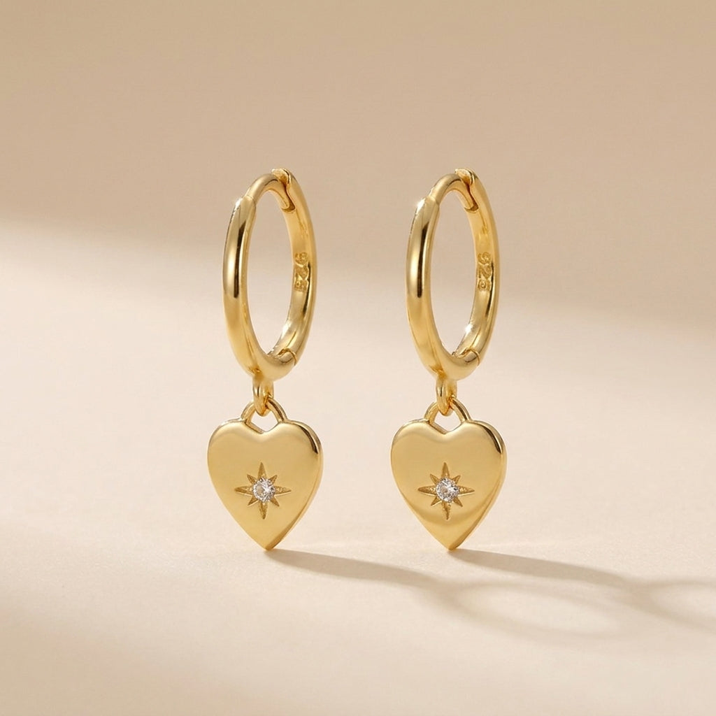 Buy Heart Charm Earrings - Gold Plated 925 Sterling Silver at Pinky Promise