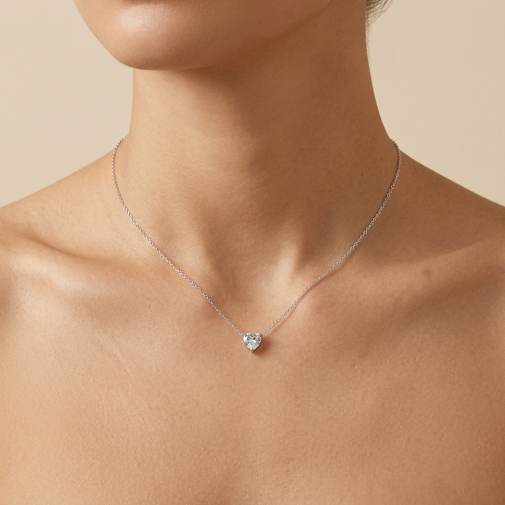 Heart Cut Solitaire Necklace – 925 Sterling Silver | Pinky Promise