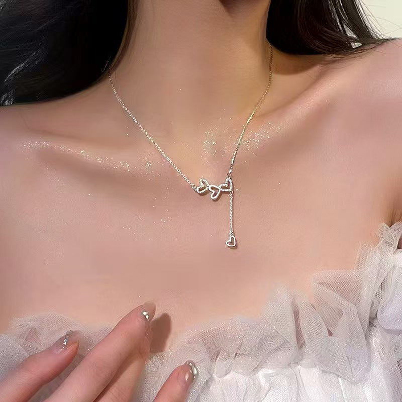Buy Interlocking Heart Lariat Necklace - 925 Sterling Silver - Necklaces at Presentopia - View 3