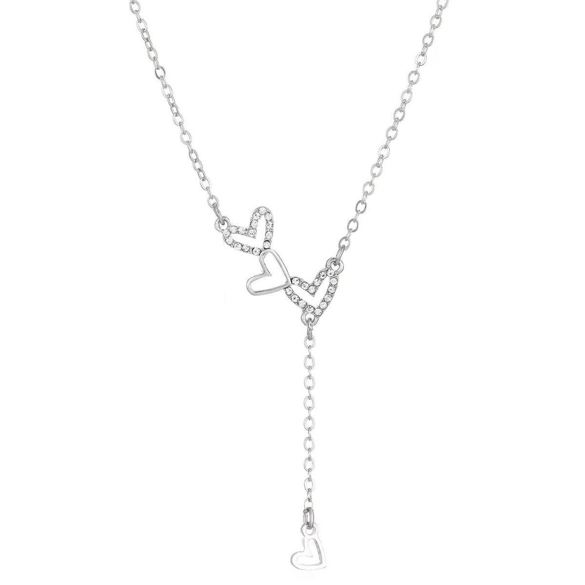 Buy Interlocking Heart Lariat Necklace - 925 Sterling Silver - Necklaces at Presentopia - View 4