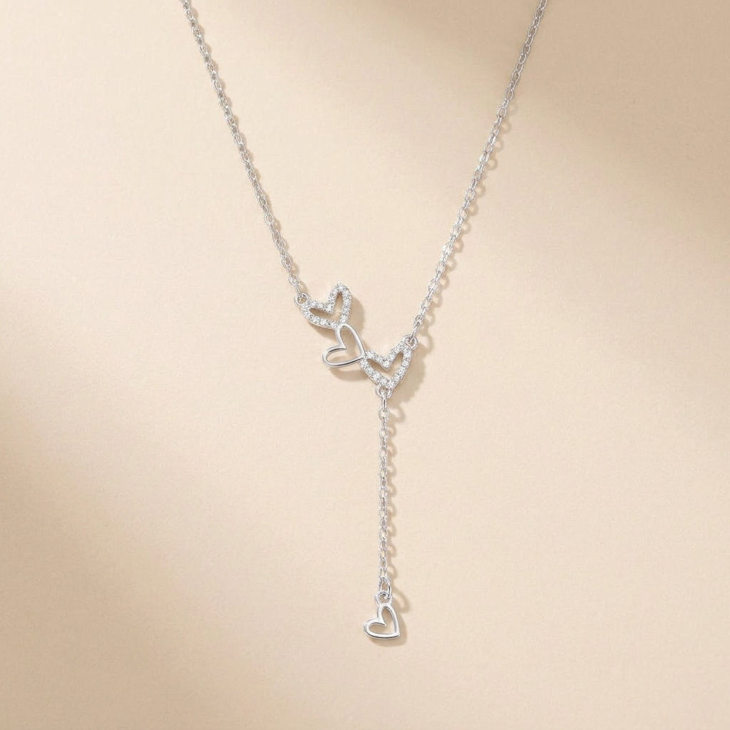 Buy Interlocking Heart Lariat Necklace - 925 Sterling Silver at Pinky Promise