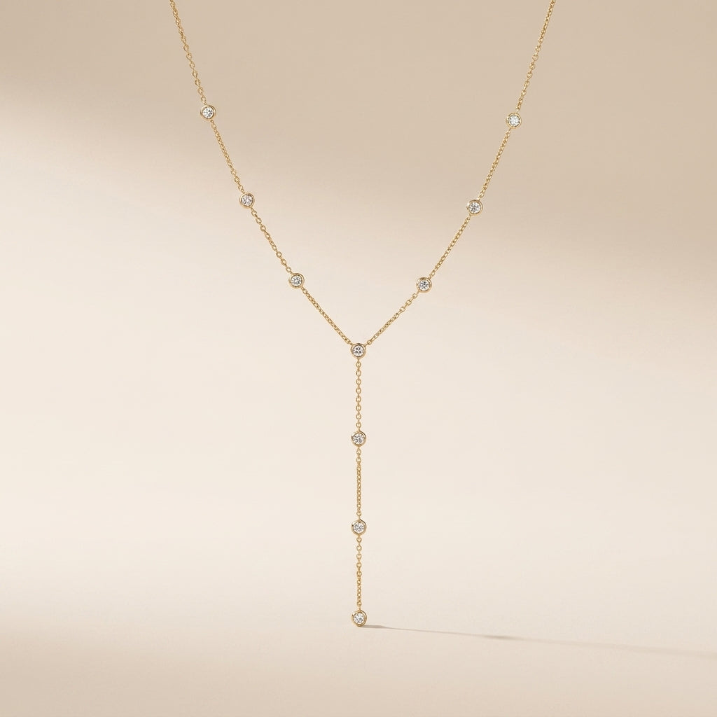 Buy Lariat Bezel Drop Necklace – 925 Sterling Silver, Gold Plated at Pinky Promise