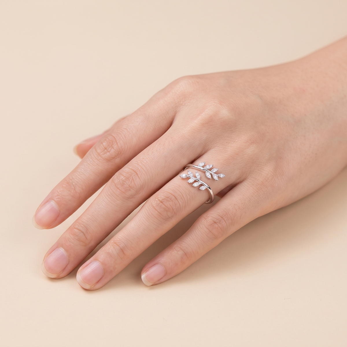 Buy Leaf Branch Open Ring - 925 Sterling Silver - Rings at Presentopia - View 2