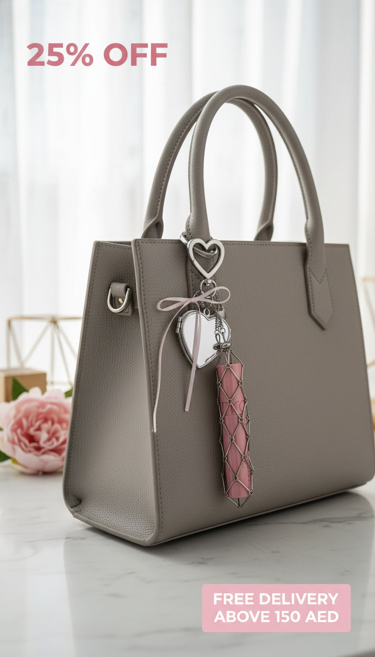 Lipstick Holder And Heart Keychain - Close Up | Presentopia