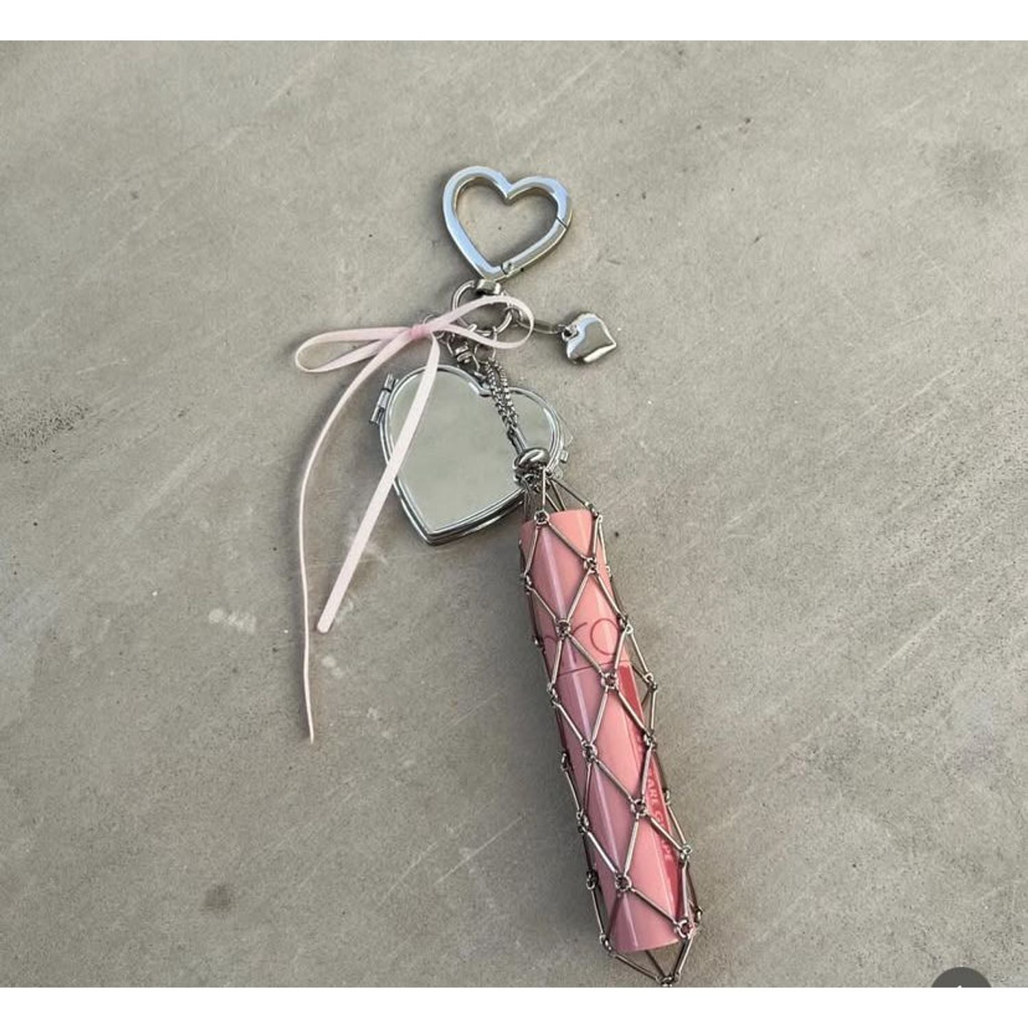 Lipstick Holder And Heart Keychain