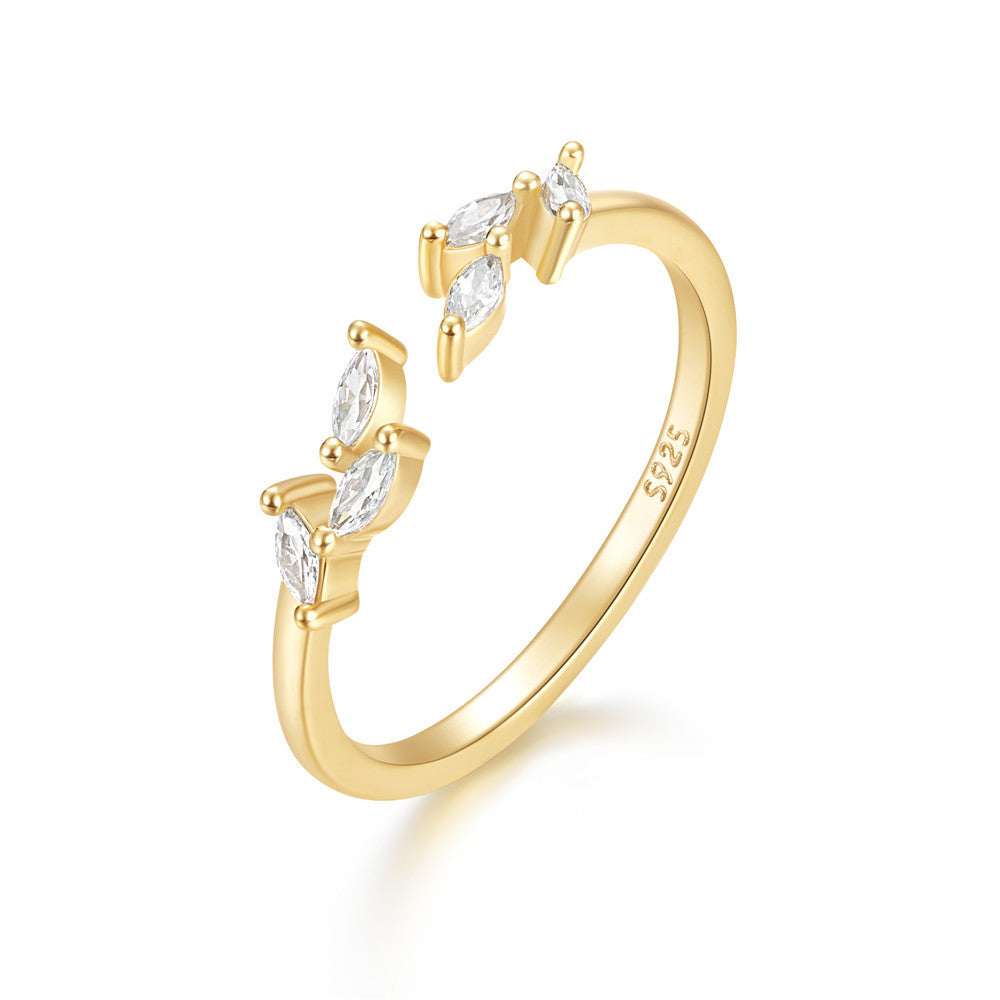 Marquise Leaf Open Ring – 925 Sterling Silver, Gold Plated - Photo 11 | Pinky Promise