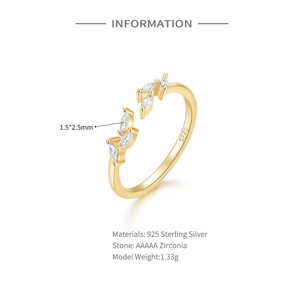 Marquise Leaf Open Ring – 925 Sterling Silver, Gold Plated - Photo 5 | Pinky Promise