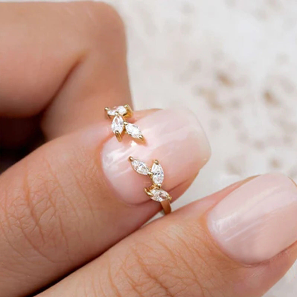 Marquise Leaf Open Ring – 925 Sterling Silver, Gold Plated - Photo 7 | Pinky Promise