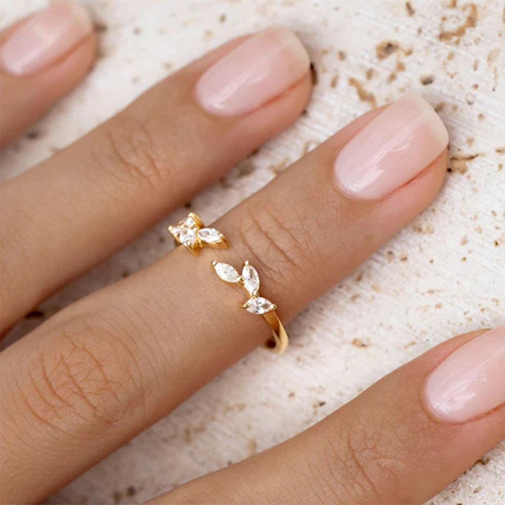 Marquise Leaf Open Ring – 925 Sterling Silver, Gold Plated - Photo 8 | Pinky Promise