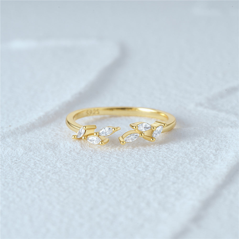 Marquise Leaf Open Ring – 925 Sterling Silver, Gold Plated - Photo 9 | Pinky Promise