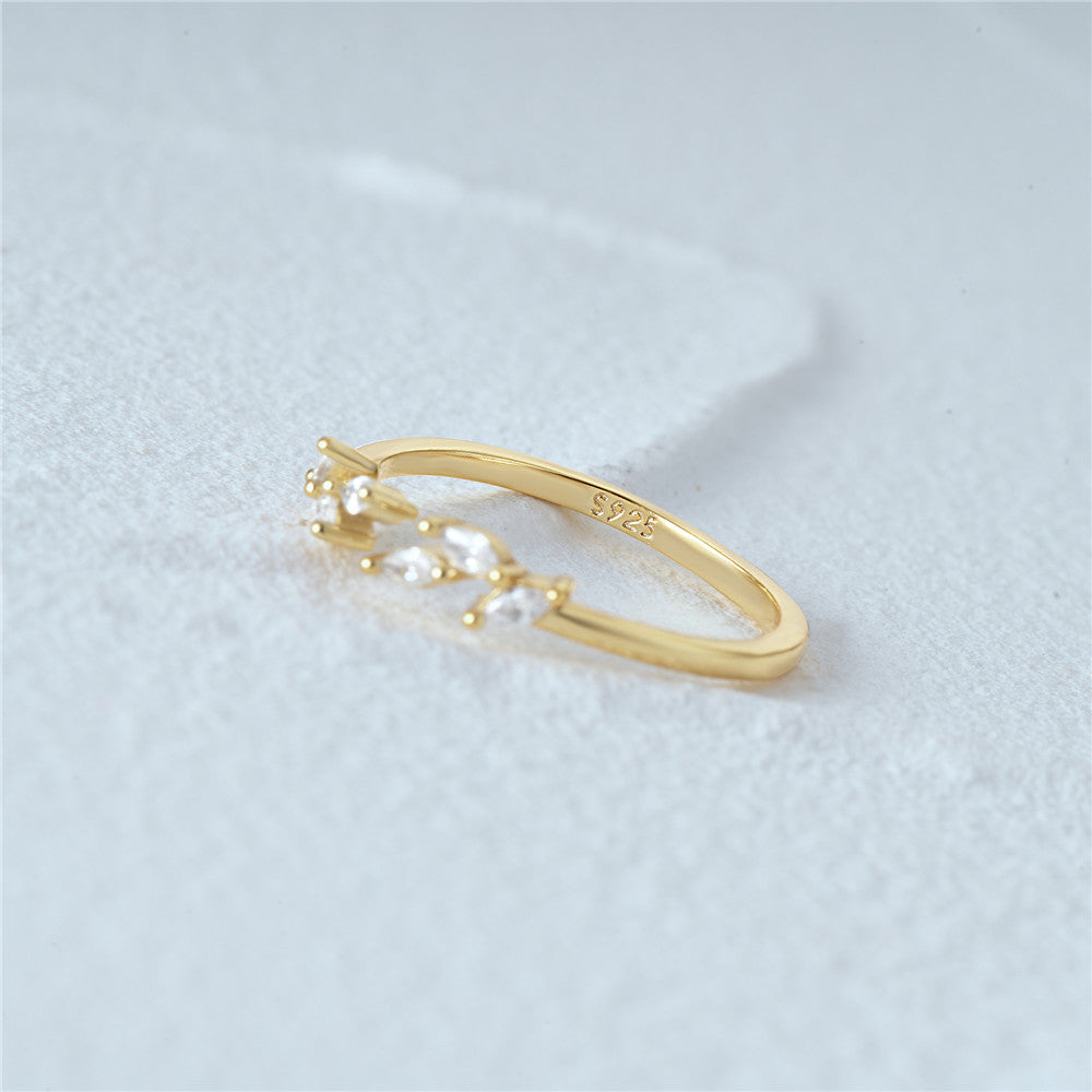 Marquise Leaf Open Ring – 925 Sterling Silver, Gold Plated - Photo 10 | Pinky Promise