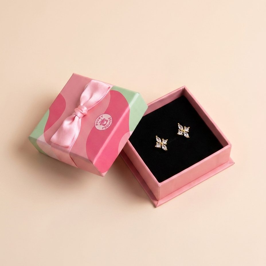 Marquise Star Flower Stud Earrings - Gold Plated 925 Sterling Silver | Pinky Promise