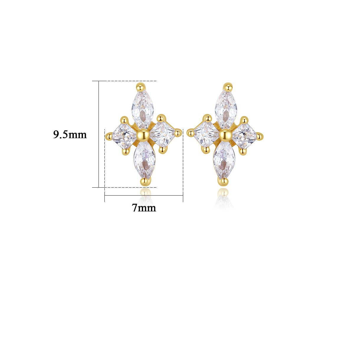 Marquise Star Flower Stud Earrings - Gold Plated 925 Sterling Silver - Photo 6 | Pinky Promise