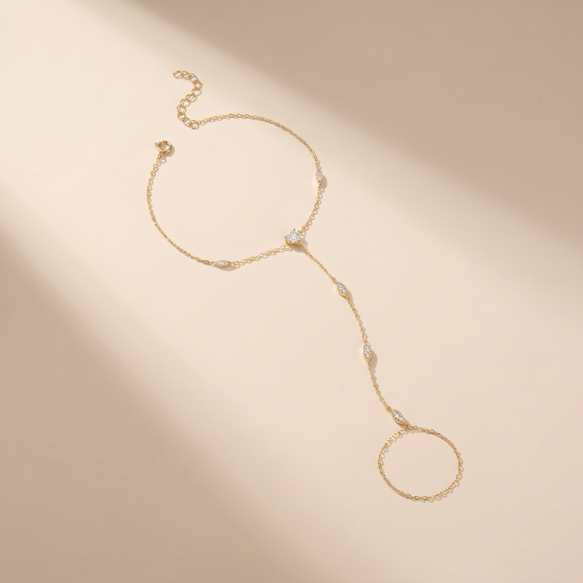 Buy Marquise Station Hand Chain Bracelet - Gold Plated 925 Sterling Silver - Bracelets at Presentopia