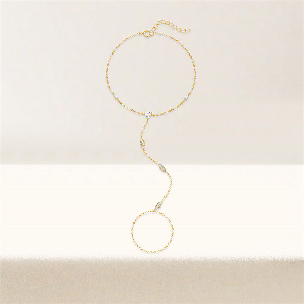 Marquise Station Hand Chain Bracelet - Gold Plated 925 Sterling Silver - Photo 7 | Pinky Promise