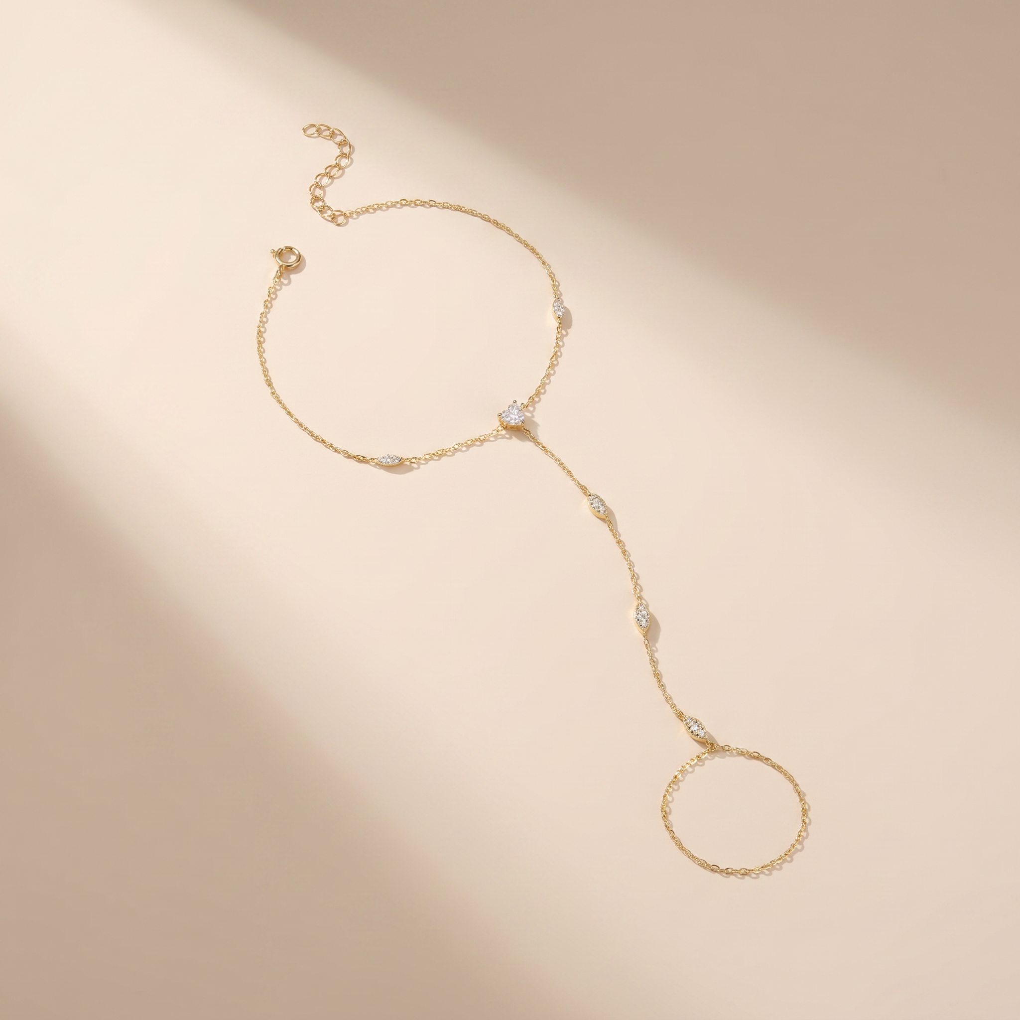 Buy Marquise Station Hand Chain Bracelet - Gold Plated 925 Sterling Silver at Pinky Promise