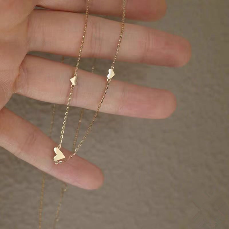 Buy Mini Heart Station Necklace – 925 Sterling Silver, Gold Plated - Necklaces at Presentopia - View 3