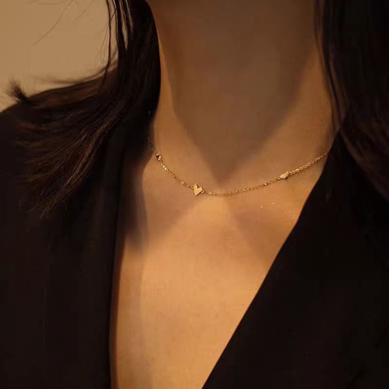 Buy Mini Heart Station Necklace – 925 Sterling Silver, Gold Plated - Necklaces at Presentopia - View 4