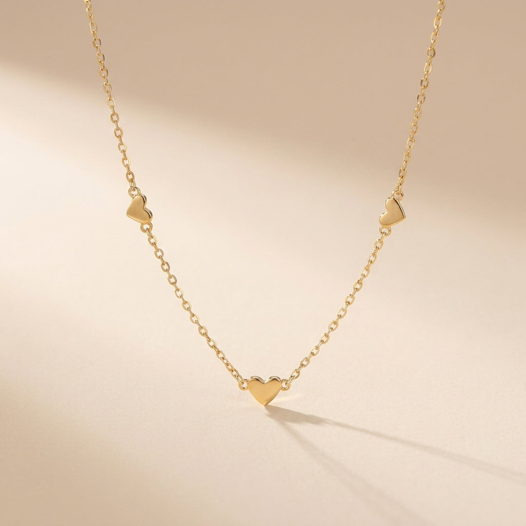 Buy Mini Heart Station Necklace – 925 Sterling Silver, Gold Plated - Necklaces at Presentopia