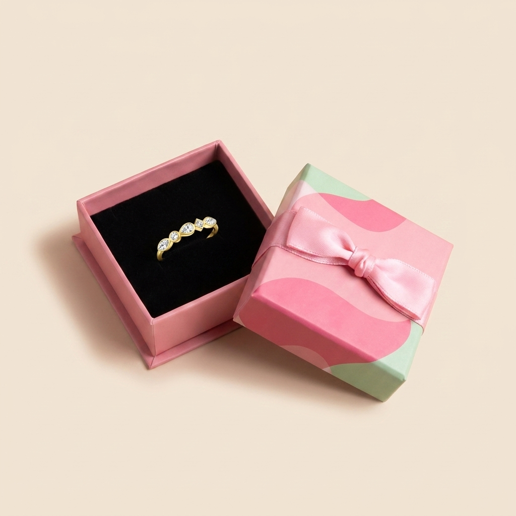 Mixed-Cut Bezel Stacking Ring - Gold Plated 925 Sterling Silver | Pinky Promise