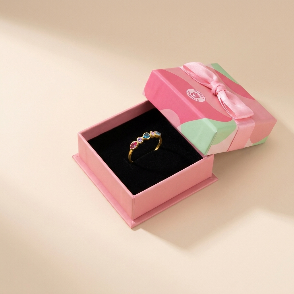 Multicolor Mixed-Cut Bezel Ring - Gold Plated 925 Sterling Silver | Pinky Promise
