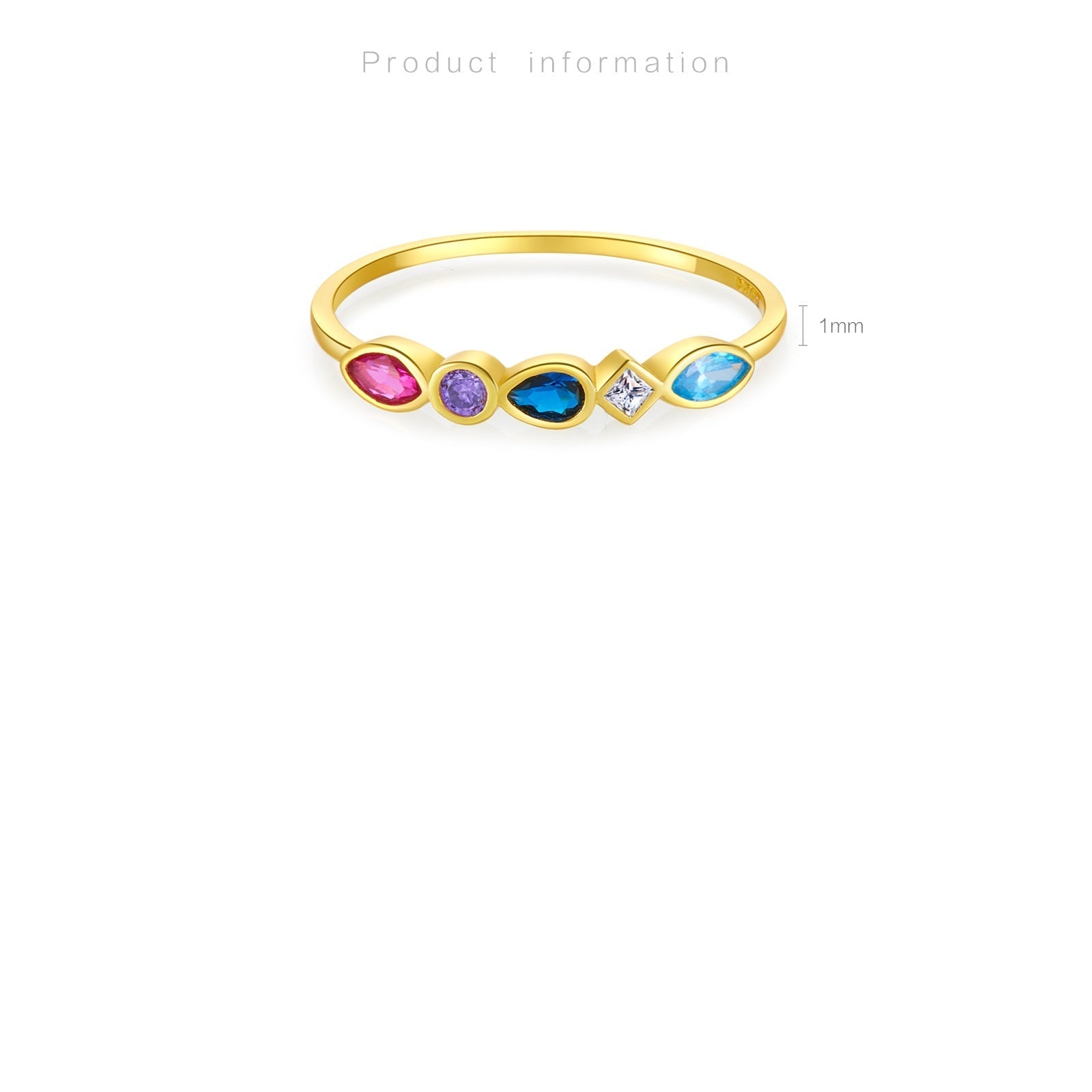 Multicolor Mixed-Cut Bezel Ring - Gold Plated 925 Sterling Silver - Photo 6 | Pinky Promise