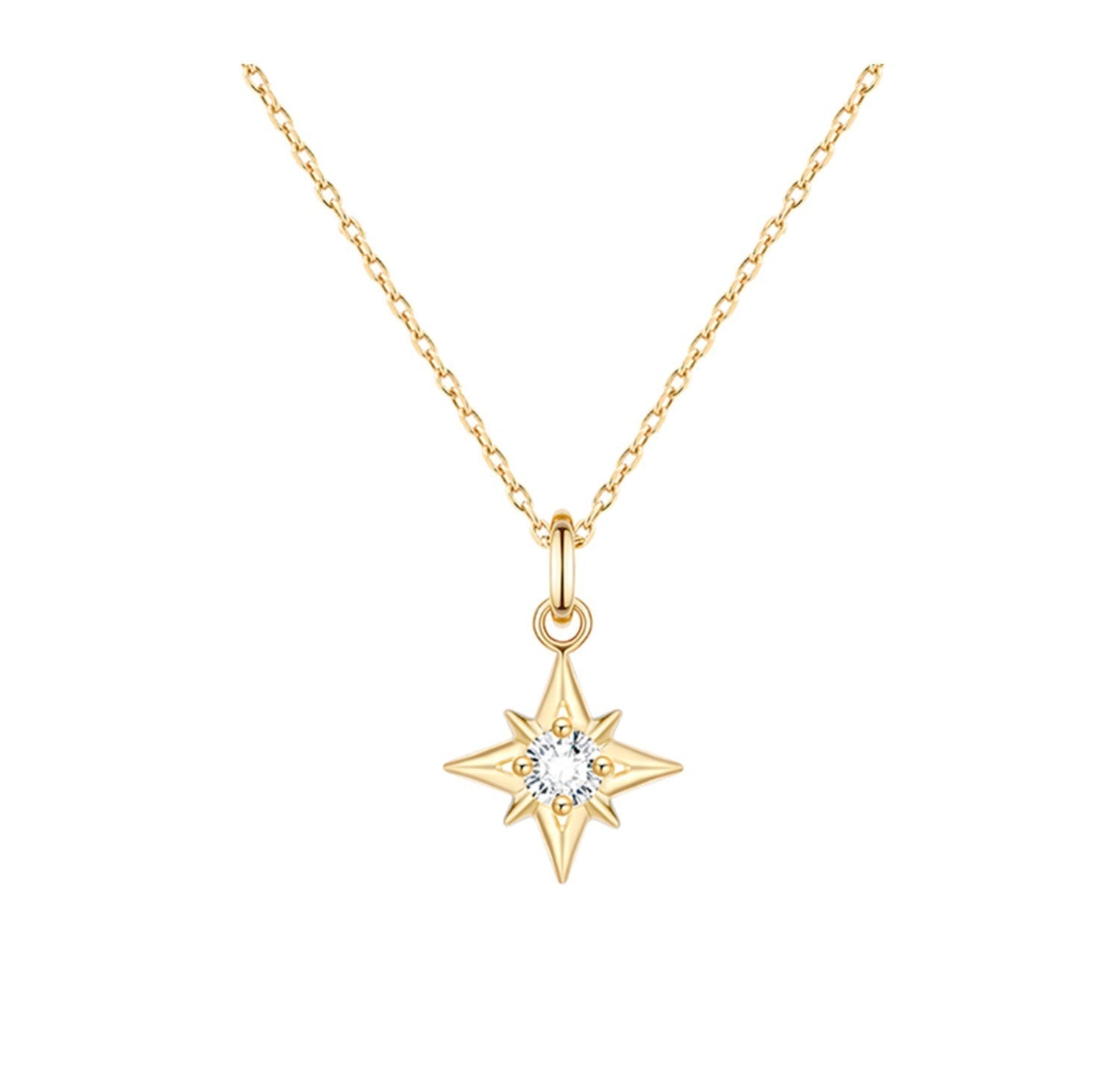 North Star Pendant Necklace – 925 Sterling Silver, Gold Plated | Pinky Promise