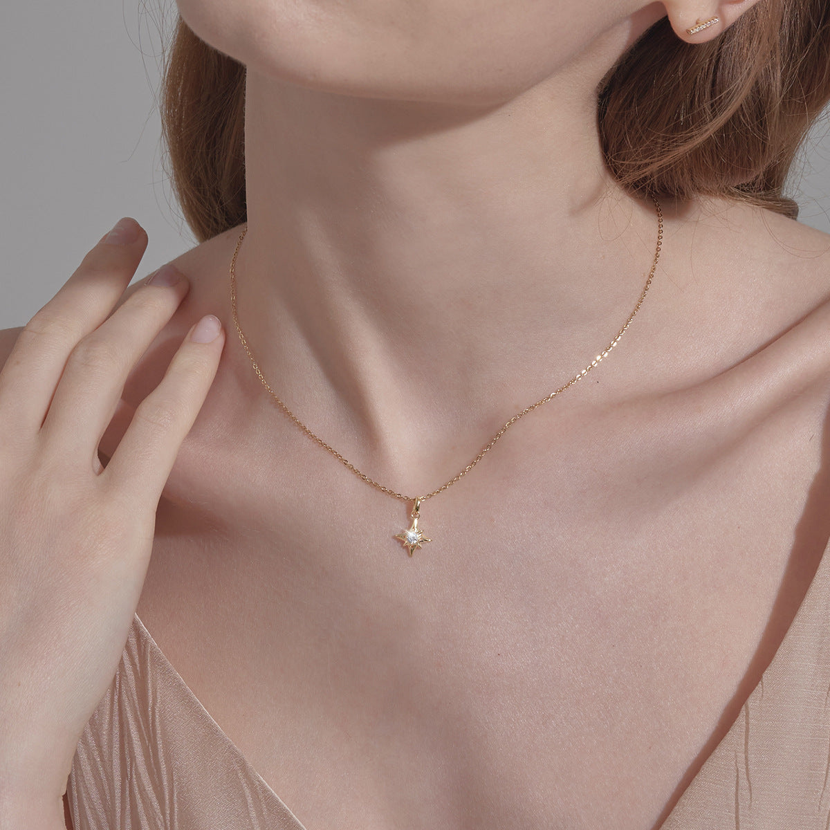 North Star Pendant Necklace – 925 Sterling Silver, Gold Plated - Photo 5 | Pinky Promise