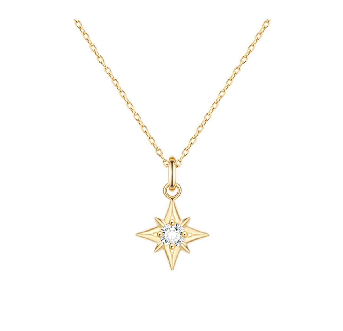 Buy North Star Pendant Necklace – 925 Sterling Silver, Gold Plated - Necklaces at Presentopia - View 2
