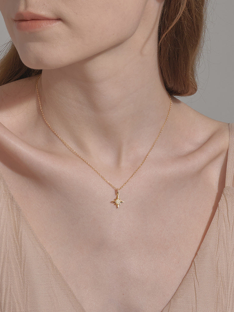 Buy North Star Pendant Necklace – 925 Sterling Silver, Gold Plated - Necklaces at Presentopia - View 6