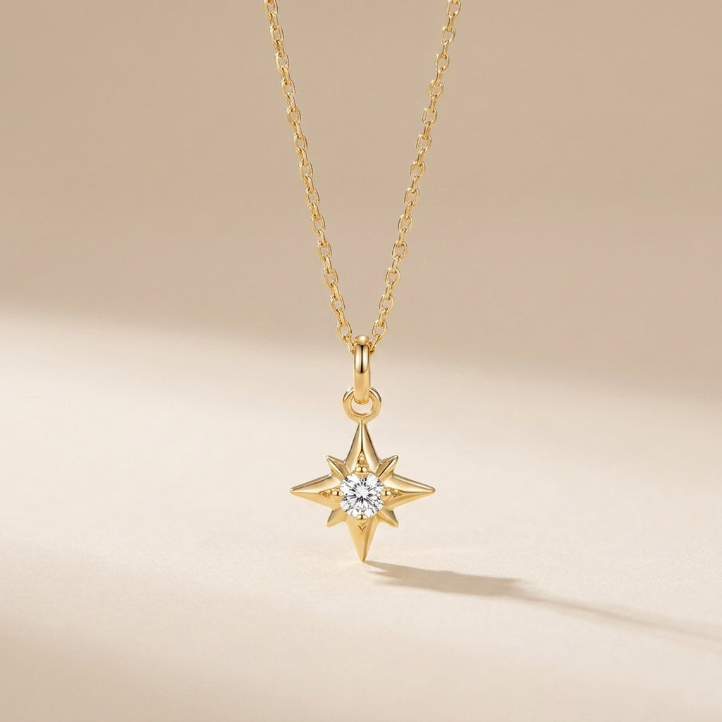 Buy North Star Pendant Necklace – 925 Sterling Silver, Gold Plated at Pinky Promise