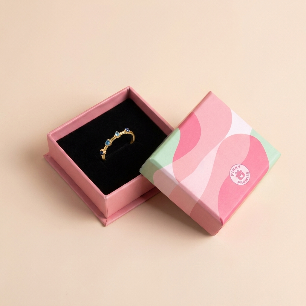 Ombré Blue Stone Ring – 925 Sterling Silver, Gold Plated - Close Up | Pinky Promise