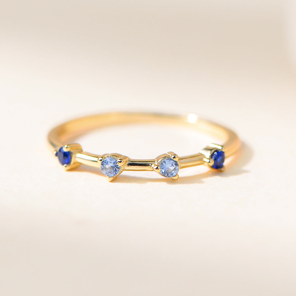 Ombré Blue Stone Ring – 925 Sterling Silver, Gold Plated - Photo 5 | Pinky Promise