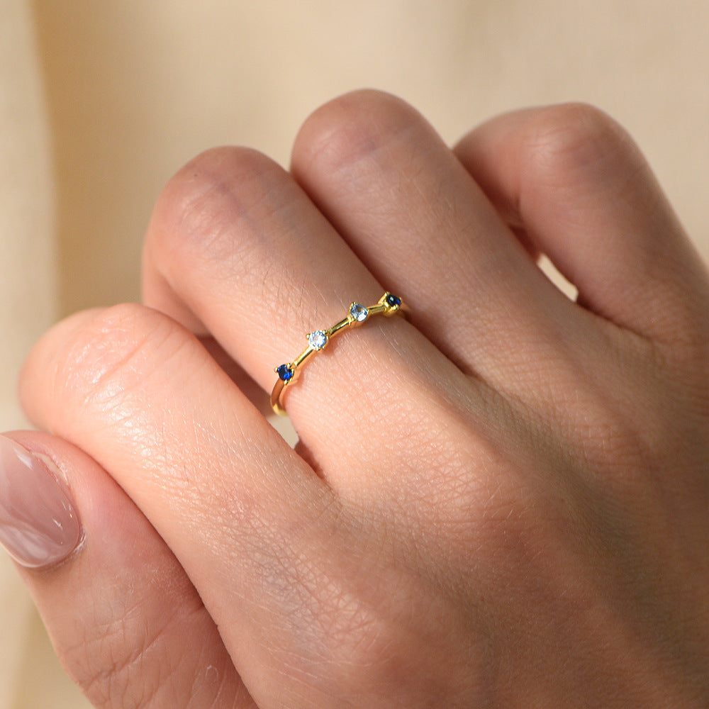 Ombré Blue Stone Ring – 925 Sterling Silver, Gold Plated - Photo 6 | Pinky Promise