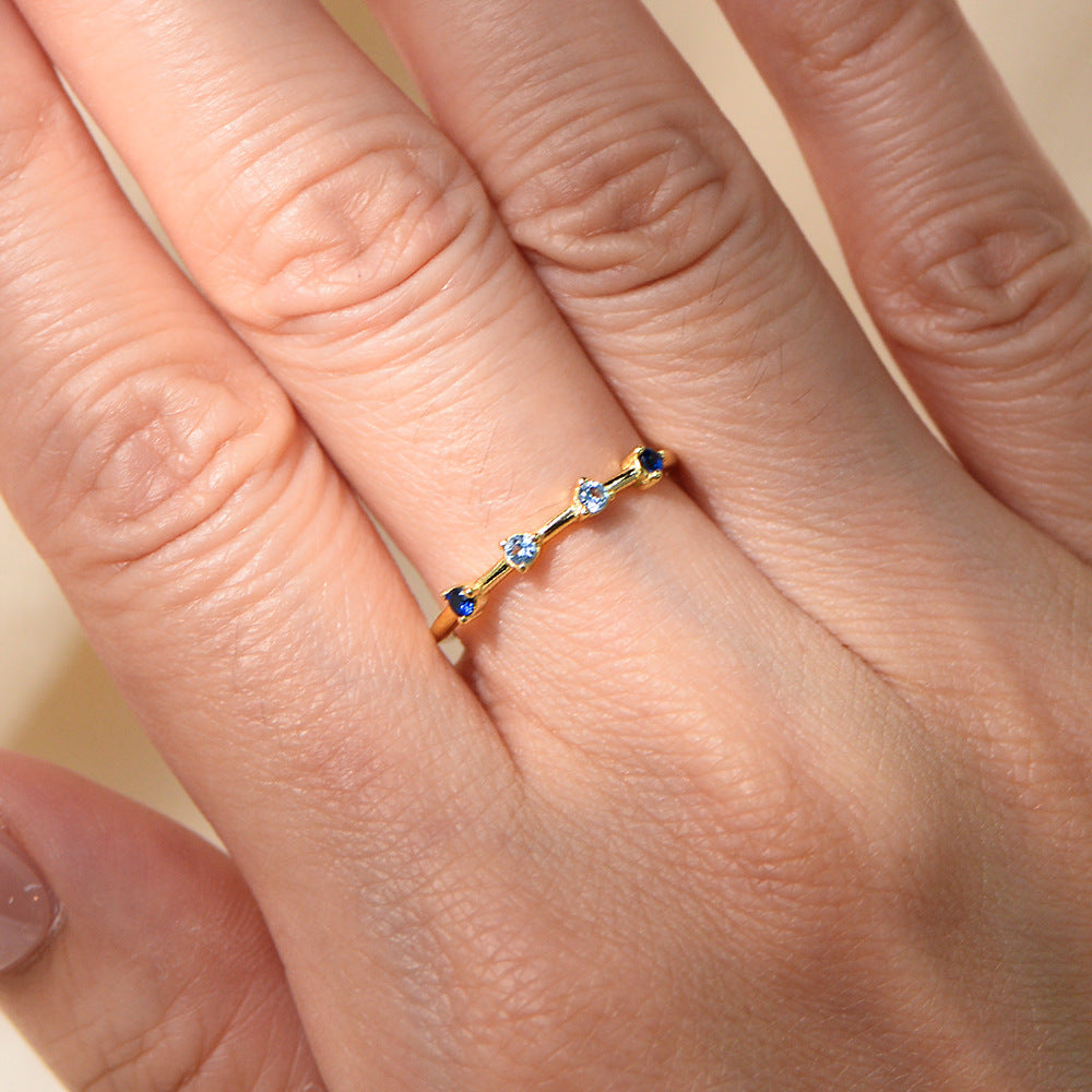 Ombré Blue Stone Ring – 925 Sterling Silver, Gold Plated - Photo 7 | Pinky Promise