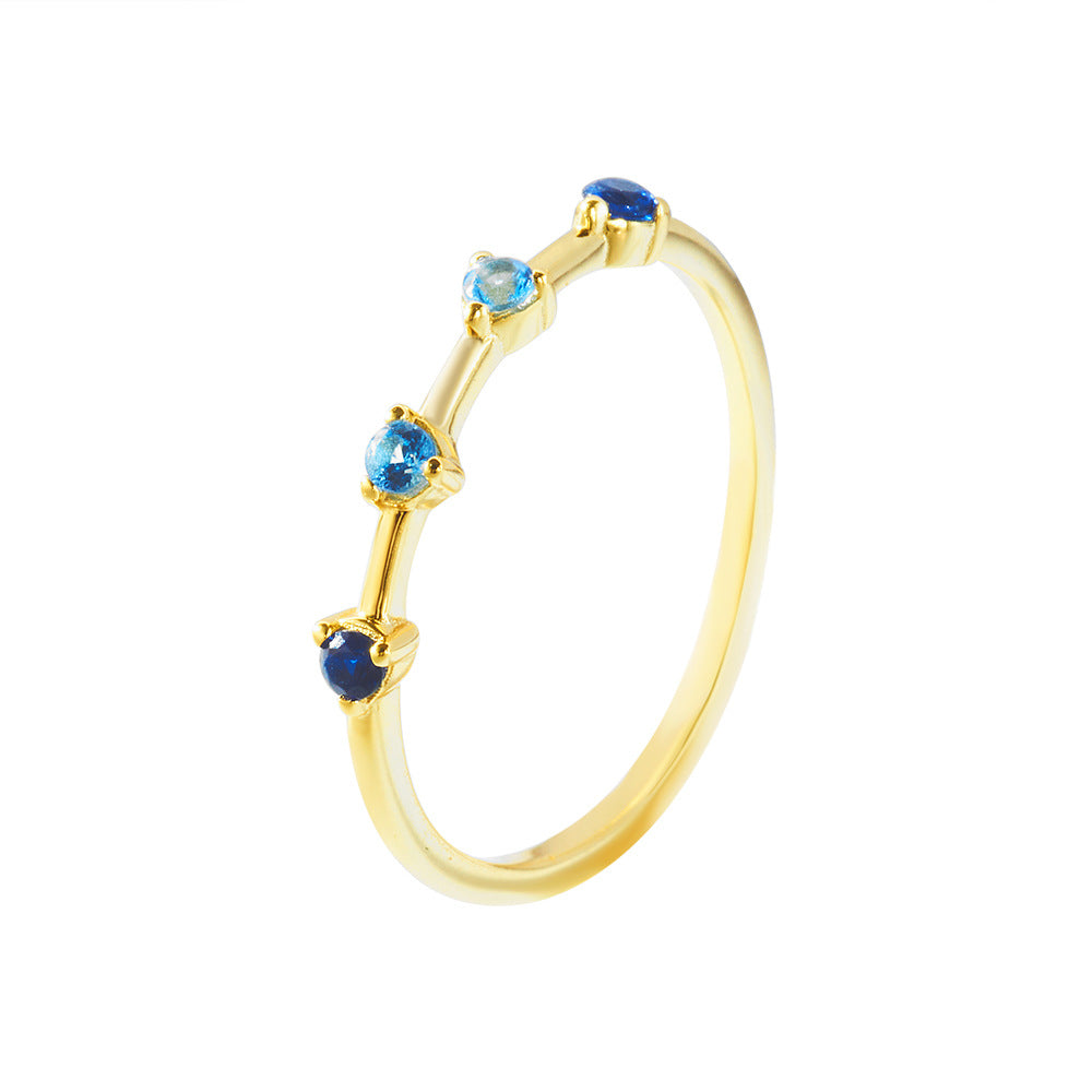 Ombré Blue Stone Ring – 925 Sterling Silver, Gold Plated - Photo 8 | Pinky Promise